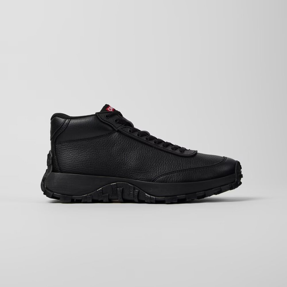 Drift Trail Black Leather Sneaker Booties for Women.